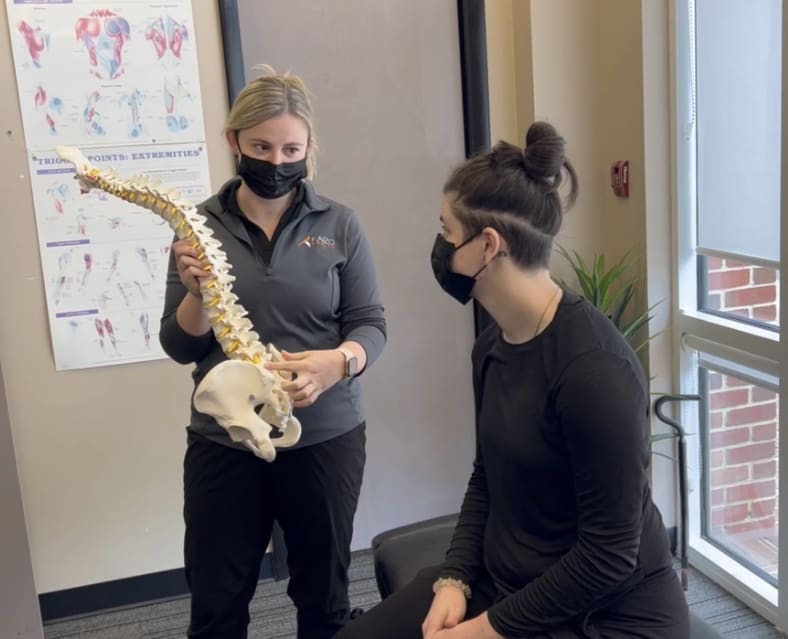 Fairfax Chiropractor teaching patient about the spine 